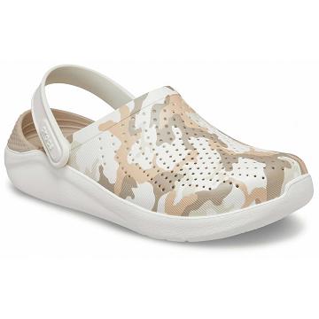 Crocs LiteRide™ Printed Camo Klumpa Férfi Fehér | HU 0723XYUF